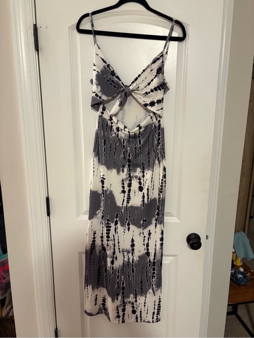 Tie-Front Black & White Maxi Dress
